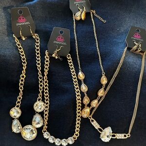 Paparazzi Gold Necklace Set with Crystal Accents